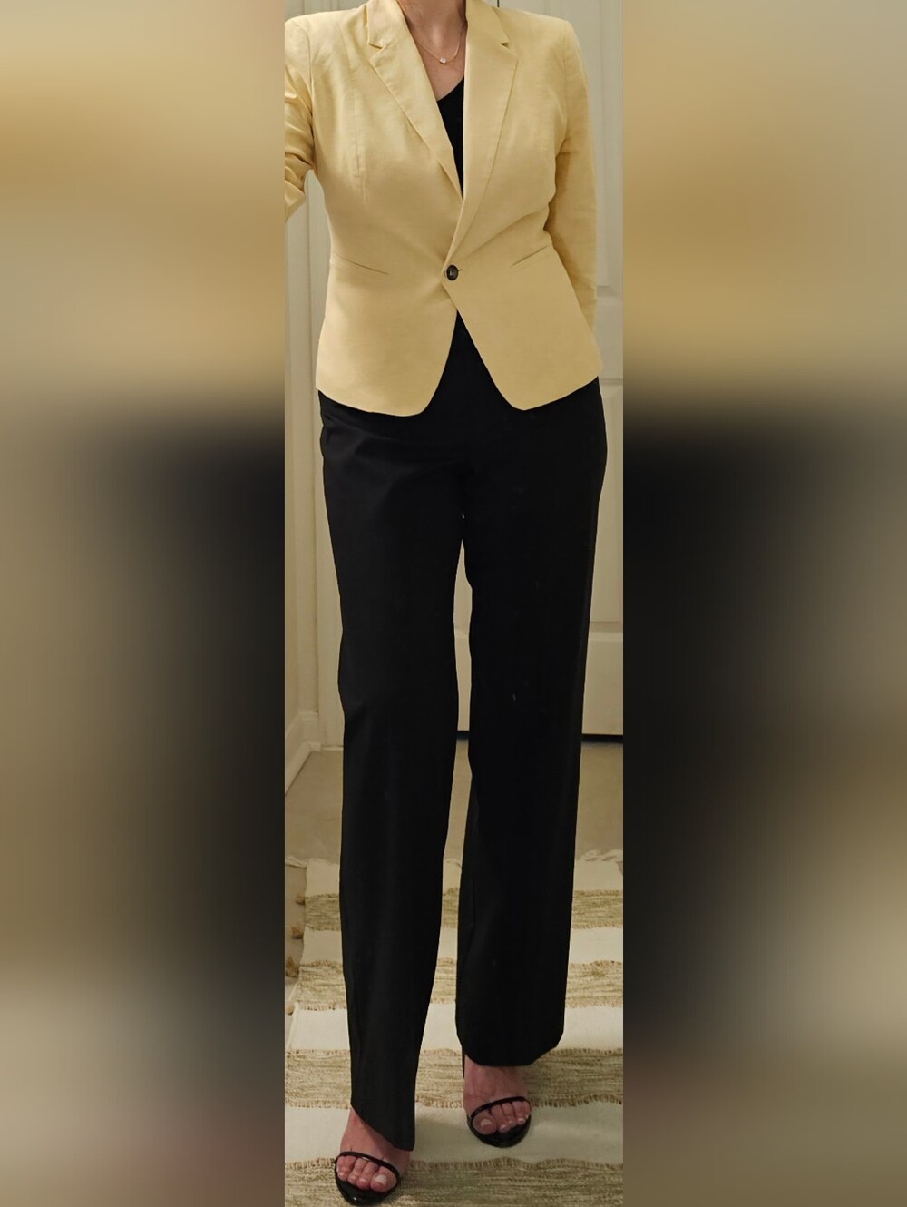 New York & Company Pale Yellow Blazer And Pants Suit